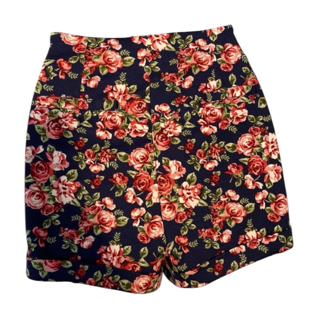 Forever 21 High Waist Floral Navy Knit Shorts